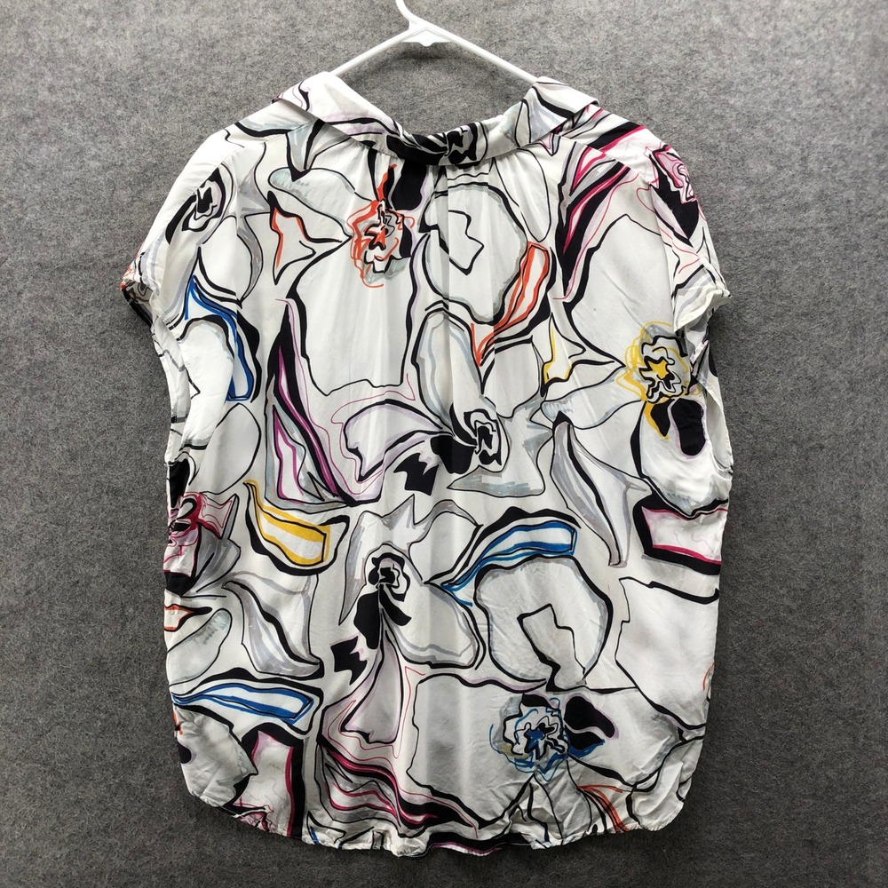 Liverpool Short Sleeve Blouse Womens XL Rayon White Floral Multicolor Dolman - Picture 2 of 8
